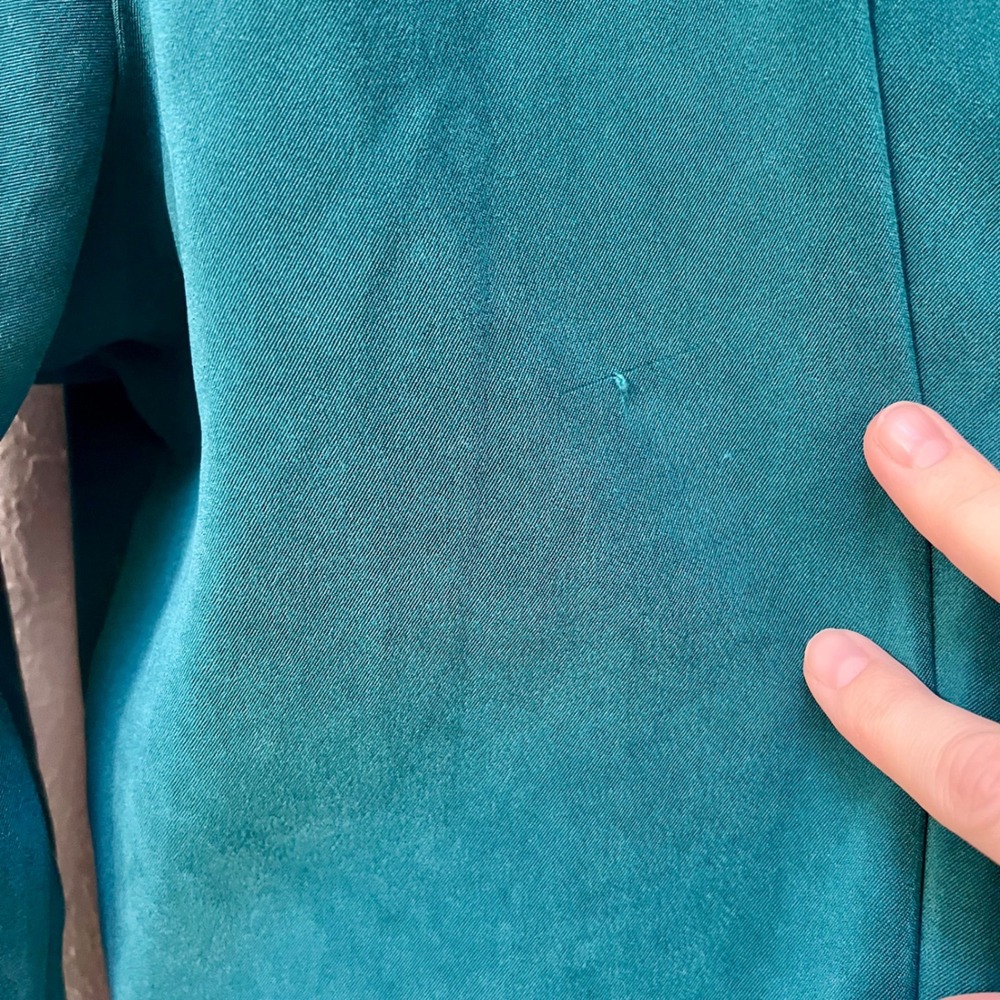 Alfred Dunner Women Teal Blue Button Down Shirt Eyelet Trim Long Sleeve Size 14‎ - Picture 7 of 7